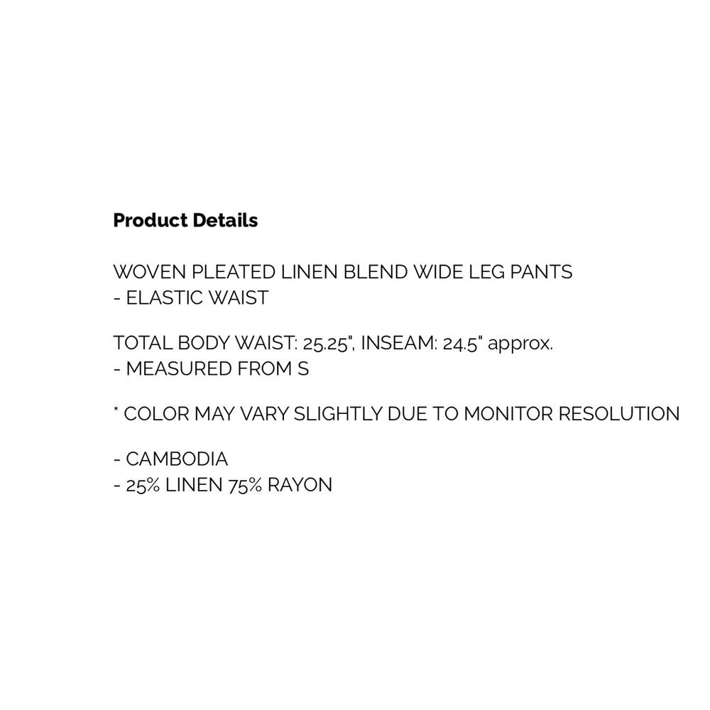 Zenana - Woven Pleated Linen Blend Wide Leg Pants - XLarge - Picture 4 of 4